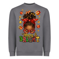 Storm merry and bright christmas afro messy bun Heavyweight Sweatshirt - texasbilliewilder