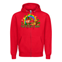 Red St. Patrick's Day Elf with elements Zipper Hoodie - HowdyJamesFarm