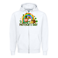 White St. Patrick's Day Elf with elements Zipper Hoodie - HowdyJamesFarm