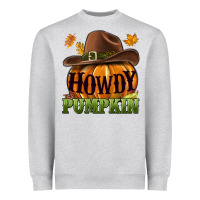 Heather Grey Howdy pumpkin Heavyweight Sweatshirt - NancyCooperArtShop