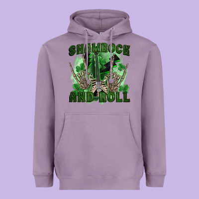 Shamrock And Roll Heavyweight Hoodie Designed By Fadigitalartstudio