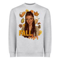 Heather Grey Fall vibes afro woman Heavyweight Sweatshirt - NancyCooperArtShop