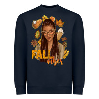 Navy Fall vibes afro woman Heavyweight Sweatshirt - NancyCooperArtShop