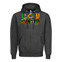 Charcoal Heather Lucky hunter St. Patrick's Day Zipper Hoodie - CowGirlArtShop