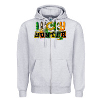 Heather Grey Lucky hunter St. Patrick's Day Zipper Hoodie - CowGirlArtShop