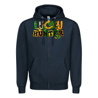 Navy Lucky hunter St. Patrick's Day Zipper Hoodie - CowGirlArtShop