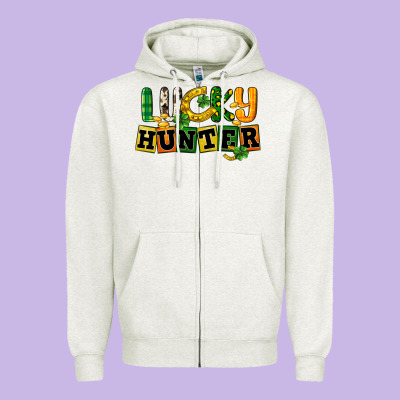 Lucky Hunter St. Patrick's Day Zipper Hoodie Designed By Cowgirlartshop