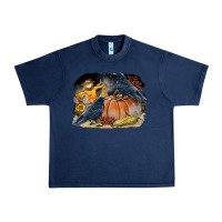 Navy Fall Background With Crow Urban Heavy Tee - LillyAllenDesigns