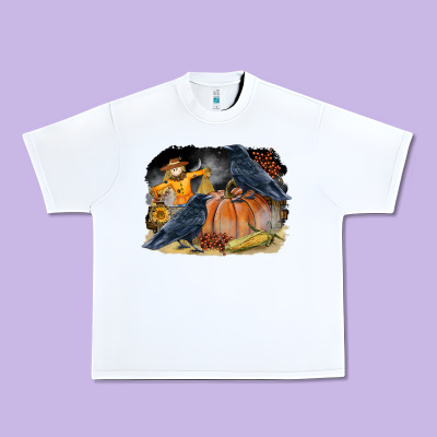 Fall Background With Crow Urban Heavy Tee Designed By Lillyallendesigns