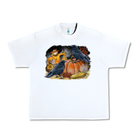 White Fall Background With Crow Urban Heavy Tee - LillyAllenDesigns