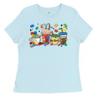 Baby Blue autism awareness day coffee cups Ladies Tee - MaliasSmallBusiness