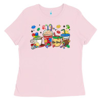 Bubblegum Pink autism awareness day coffee cups Ladies Tee - MaliasSmallBusiness