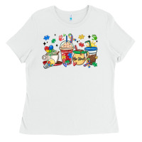 White autism awareness day coffee cups Ladies Tee - MaliasSmallBusiness