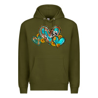 Army Green western leopard turquoise cowhide hearts olivia Premium Hoodie - OliviaCreatesArt
