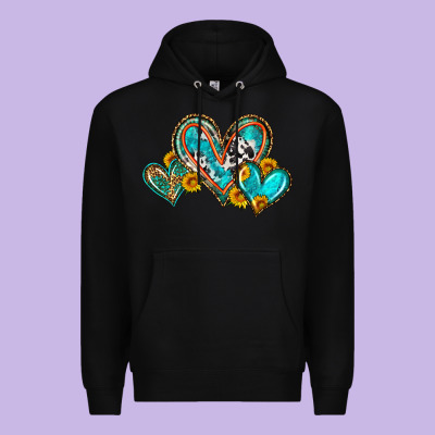Western Leopard Turquoise Cowhide Hearts Olivia Premium Hoodie Designed By Oliviacreatesart