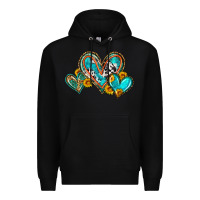 Black western leopard turquoise cowhide hearts olivia Premium Hoodie - OliviaCreatesArt