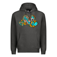 Charcoal Heather western leopard turquoise cowhide hearts olivia Premium Hoodie - OliviaCreatesArt