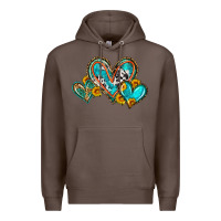 Coffee western leopard turquoise cowhide hearts olivia Premium Hoodie - OliviaCreatesArt
