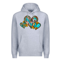 Heather Grey western leopard turquoise cowhide hearts olivia Premium Hoodie - OliviaCreatesArt