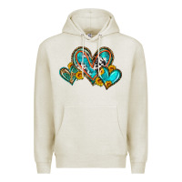 Oatmeal Heather western leopard turquoise cowhide hearts olivia Premium Hoodie - OliviaCreatesArt