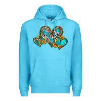 Ocean Blue western leopard turquoise cowhide hearts olivia Premium Hoodie - OliviaCreatesArt