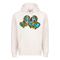 Pale Pink western leopard turquoise cowhide hearts olivia Premium Hoodie - OliviaCreatesArt