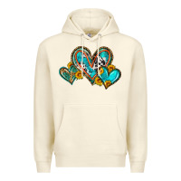 Sandshell western leopard turquoise cowhide hearts olivia Premium Hoodie - OliviaCreatesArt
