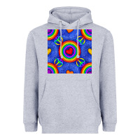 Heather Grey Pride lgbtq hearts and peace symbol seamless patte Heavyweight Hoodie - BundleAndBundleShop
