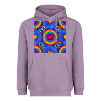 Lavender Pride lgbtq hearts and peace symbol seamless patte Heavyweight Hoodie - BundleAndBundleShop
