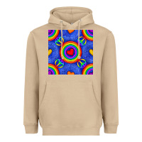 Mushroom Pride lgbtq hearts and peace symbol seamless patte Heavyweight Hoodie - BundleAndBundleShop