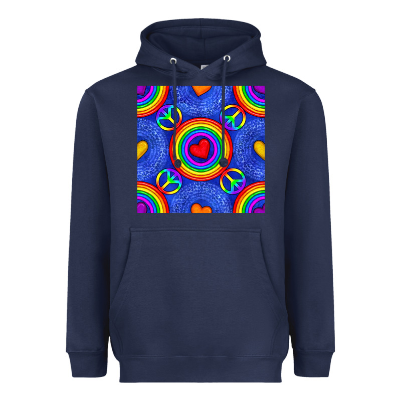 Pride Lgbtq Hearts And Peace Symbol Seamless Patte Heavyweight Hoodie by BundleAndBundleShop | Teevron