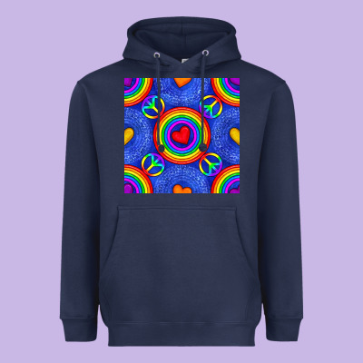 Pride Lgbtq Hearts And Peace Symbol Seamless Patte Heavyweight Hoodie Designed By Bundleandbundleshop