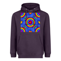 Plum Pride lgbtq hearts and peace symbol seamless patte Heavyweight Hoodie - BundleAndBundleShop