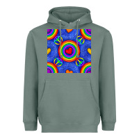 Sage Pride lgbtq hearts and peace symbol seamless patte Heavyweight Hoodie - BundleAndBundleShop
