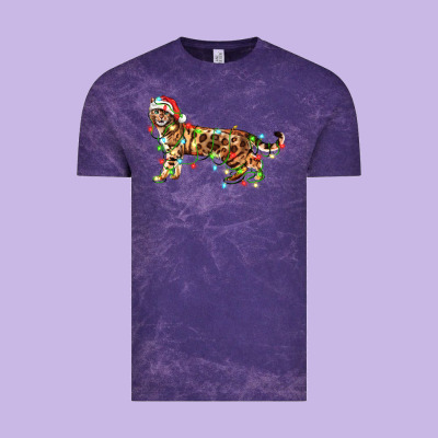 Christmas Bengal Cat Vintage Tee Designed By Lillyallendesigns