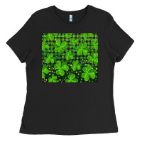 Black shamrock and plaid Ladies Tee - RanaPortraitStore