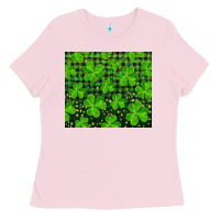 Bubblegum Pink shamrock and plaid Ladies Tee - RanaPortraitStore