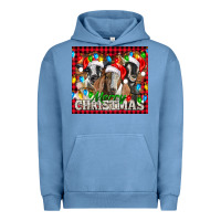 Pigment Pebble Blue Merry Christmas  With Goats Urban Hoodie - LillyAllenDesigns