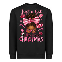 Black just a girl who loves pink christmas afro messy bu Heavyweight Sweatshirt - texasbilliewilder