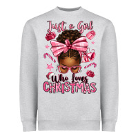 Heather Grey just a girl who loves pink christmas afro messy bu Heavyweight Sweatshirt - texasbilliewilder