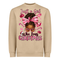 Mushroom just a girl who loves pink christmas afro messy bu Heavyweight Sweatshirt - texasbilliewilder