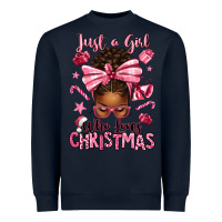 Navy just a girl who loves pink christmas afro messy bu Heavyweight Sweatshirt - texasbilliewilder