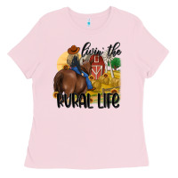 Bubblegum Pink livin the rural life Ladies Tee - MaliasSmallBusiness