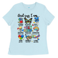 Baby Blue god says  am autism Ladies Tee - MaliasSmallBusiness