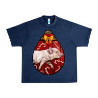Navy christmas pig Urban Heavy Tee - LillyAllenDesigns