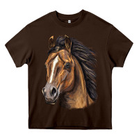 Chocolate Brown quarter horse portrait Heavy Core Tee - LillyAllenDesigns