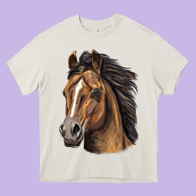 Quarter Horse Portrait Heavy Core Tee Designed By Lillyallendesigns