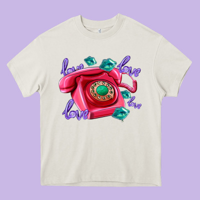 Love Balloons And Pink Valentines Telephone Heavy Core Tee Designed By Adodesignshop