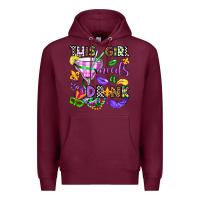 Burgundy this girl needs a drink Premium Hoodie - OliviaCreatesArt