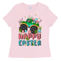 Bubblegum Pink easter monster truck Ladies Tee - MaliasSmallBusiness